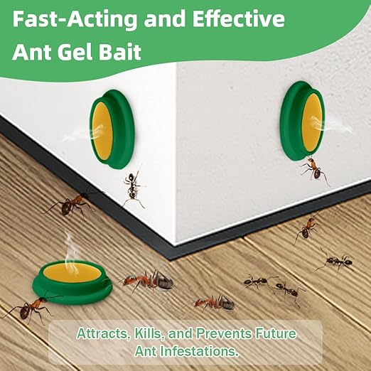 48 Pack Ant Killer Gel Bait, Long Lasting Indoor & Outdoor Ants Bait for Effective Ant Control, Safe & Easy to Use Pest Control for All Common Household Ants, Mess-Free Gel Stations