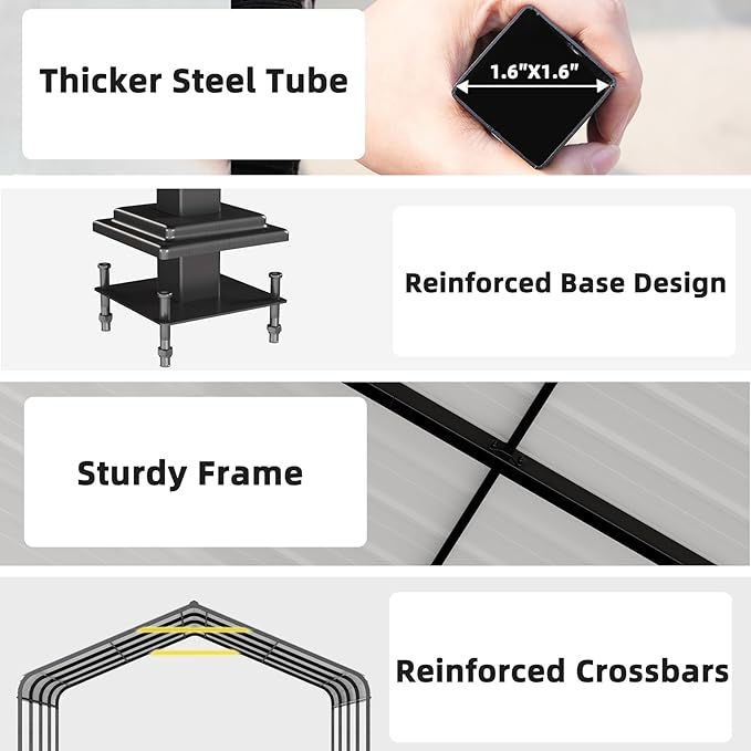 Mental Carport Canopy 12x20 Heavy Duty, Outdoor Car Ports Garage with Galvanized Steel Roof and Frame, Car Shelter Protect from Sun and Heavy Snow for Boat, Car and Tractors