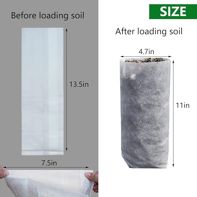 Belit 100 Pcs Nursery Grow Bags, Non-Woven Plants Pots Container for Starting Deep Rooted Plants Vegetable, Flower, Seedling Tree (7.5"x13.5")