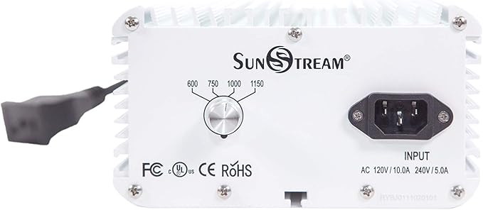 SunStream 1000 Watt HPS Light Dimmable Electronic Grow Light Ballast for Indoor Plant (White)