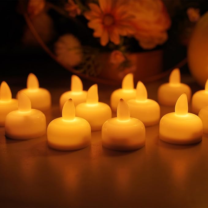 48pcs Warm White Flameless Waterproof LED Floating Tealights Candles for Aquatic Ambiance - Wedding, Party, Spa