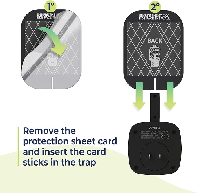 VEYOFLY Fly Trap Indoor Refill, Fruit Fly Traps for Indoors, Gnat Traps for House Indoor,Fly Catcher, Fly Trap,Plug in Catch for Fruit Flies,Moths,Gnats,Mosquito Trap (Pack of 5 Refills-Black)