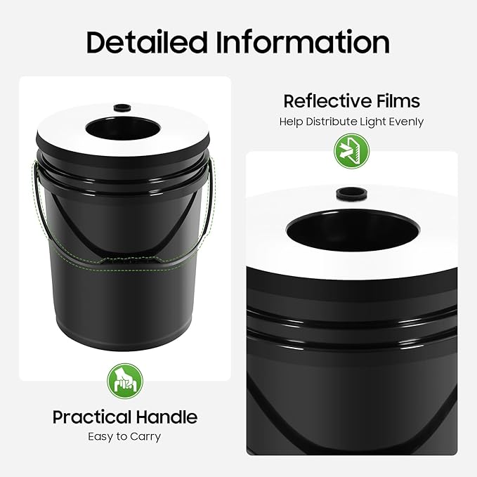 DWC Hydroponics Grow System, 6 Hydroponics Grow Bucket 20L DWC Recirculating Deep Water Culture 6 Air Stones for Indoor/Outdoor Leafy Vegetables