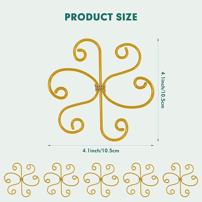 Kerros Monstera Plant Support 5 Pack, Plant Stem Support Metal Plant Stabilizer for Indoor Plants Stem Stabilizer Growth Accessories, Gold