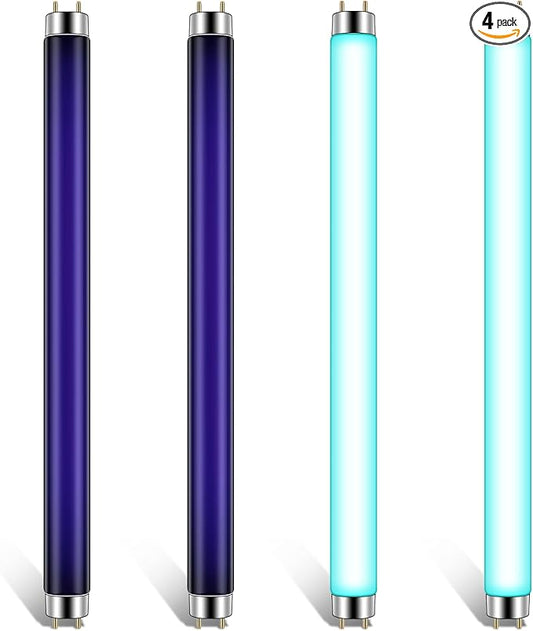 Qualirey T8 Bug Zapper Replacement Bulbs, 10W Bug Zapper Light Bulb for 20W Electronic Bug Zapper, Effectively Attracts Most Flying Bugs 13 Inch Mosquito Light Bulb for Indoor Outdoor (4 Pack)