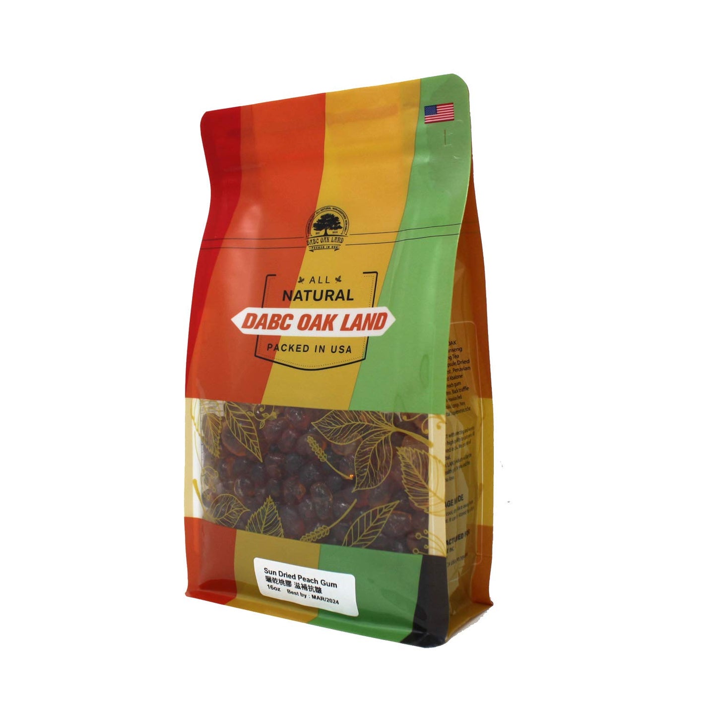 DABC OAK LAND Wild Peach Gum, All Natural Edible Peach Blossom, Tears Tao Jiao Peachs Resin, 滋補抗皺 桃膠 Boosting Resin for Skin & Health, Food Additives Free for Dessert, Drink, Soup, Tea, 8OZ/Bag