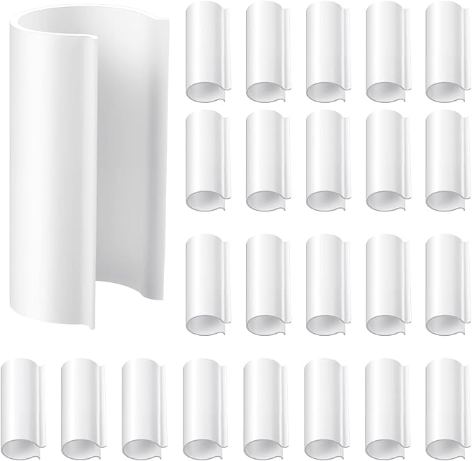 Jetec 32 Pcs PVC Pipe Clips Pool Cover Clamps for Above Ground Pool Greenhouses, Row Covers, Garden, Shelters, Bird Protection, 2.4 Inch Long(for 1 Inch PVC Pipe,White)