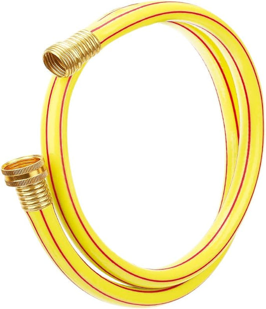 Solution4Patio Short Yellow Leader Garden Hose 5/8 in. x 4 ft. -Heavy Duty Durable Flexible Lightweight Water Pipe for Household & Yard Use -Kink Free, No Leaking, Brass &Aluminum Male/Female Fittings