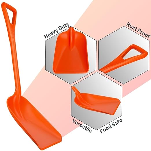 SPARTA 41077EC24 Plastic Sanitary Shovel, Food Safe Plastic Shovel For Commerical Kitchens, 14 Inches, Orange, (Pack of 3)