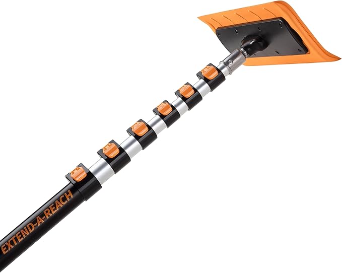 5-24 ft Telescoping Snow Roof Rake // High Reach Solar Panel Snow Removal Tool for Roofs, RVs & Cars // Heavy Duty Snow Rake for House Roof // 13.6" Scratch-Free Soft Foam Blade // Push Pull Design
