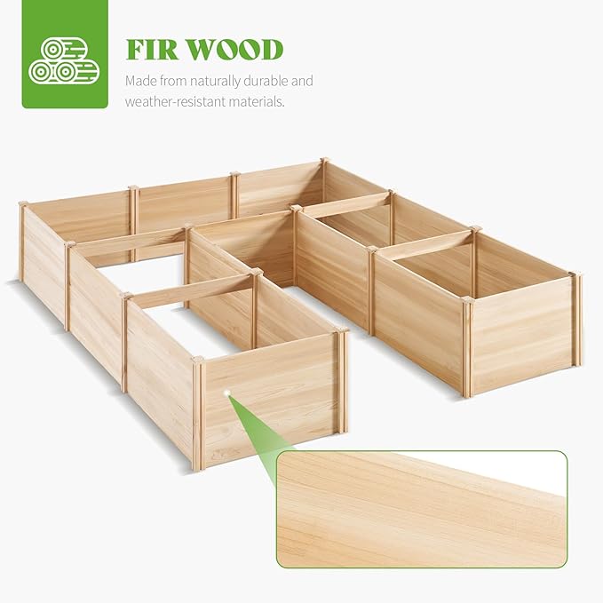 PaPaJet Raised Garden Bed for Outdoor, Seven Grids Deep Large Planter Box for Gardening, Vegetables, Flowers, Herbs（7.5× 9.0× 1.6FT）