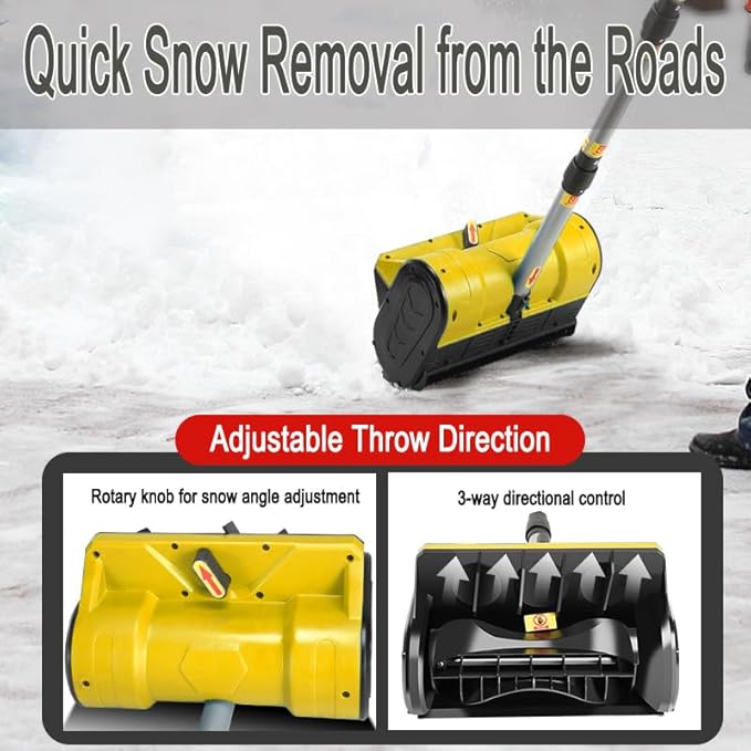 Cordless Snow Shovel,12" Electric Snow Blower with Adjustable Handle and Directional Plate,6.2" Clear Depth with Front Handle for Deck,Patio,Bare Tool(No Battery) (for Dewalt)