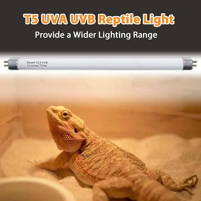 T5 10.0 UVB Reptile Light Bulb 8W 12 Inch, Desert Reptile UVB Bulb 8 Watt for Lizards, Bearded Dragons, Chameleons, Turtles, Tortoises 3 Pack