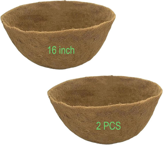 Coco Liners for Planters 16 Inch 2PCS Round Shape Coco Liner Coir Fiber Replacement Liner for Wall Basket Planters