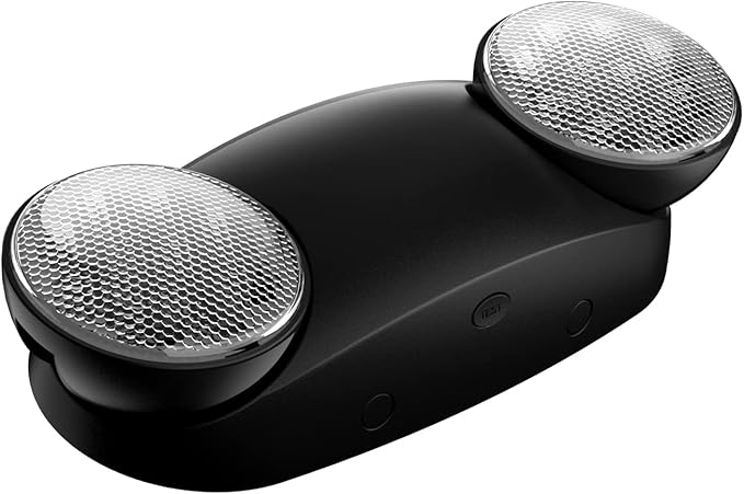 1 Pack Led Black Emergency Light with Battery Backup Round 2 Heads -UL Certified Emergency Exit Sign-120 277V Indoor Emergency Exit Lights for Home Power Failure & Business.