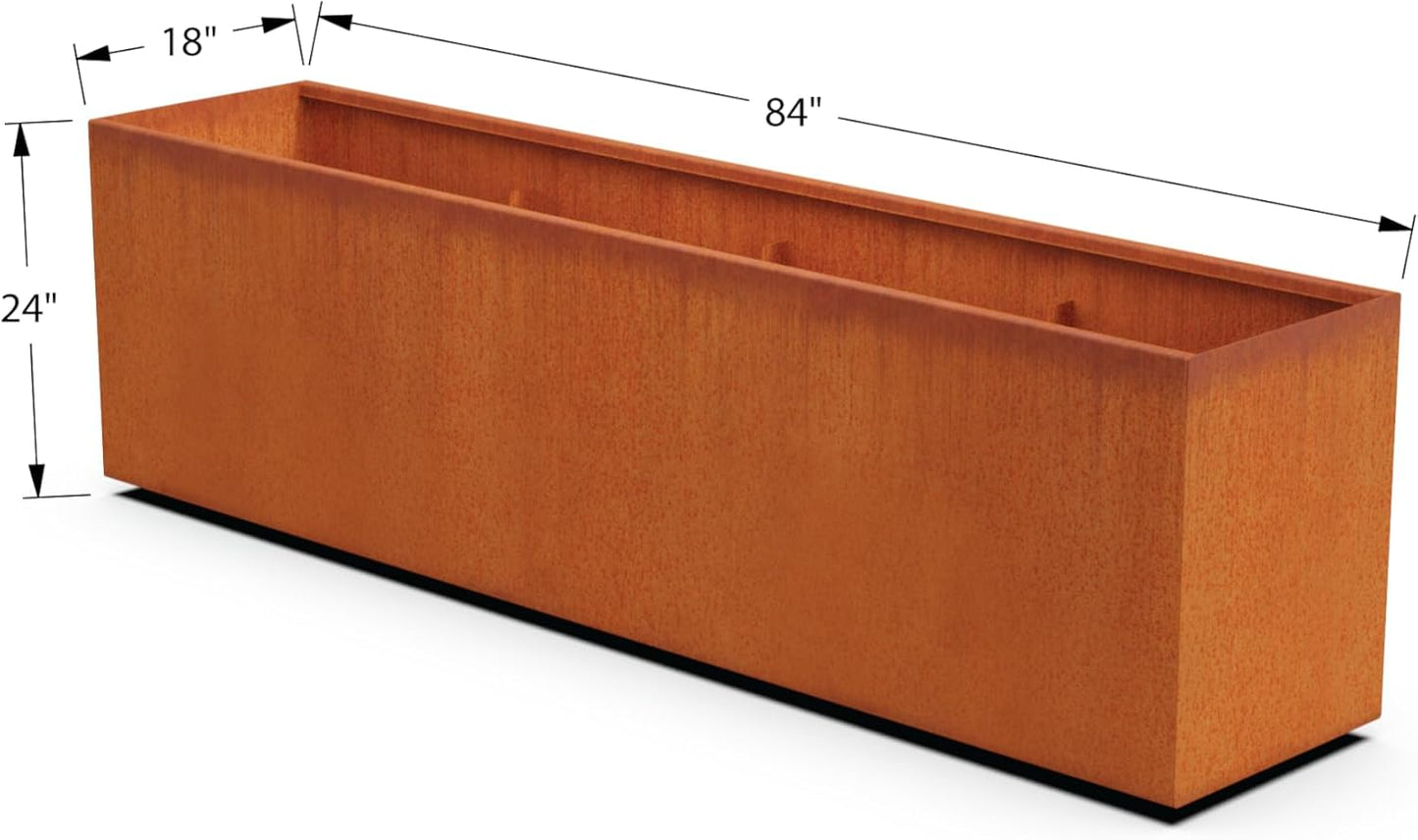 Large Rectangular Planters for Outdoor Plants – 84 Inch Corten Steel Planter, Extra Large Outdoor Planter Box for Modern Patio & Landscape, Metal Raised Garden Bed