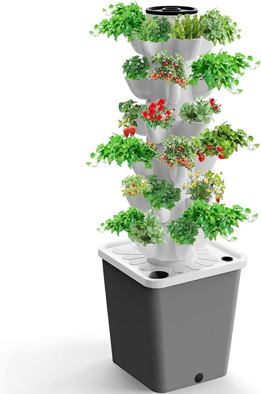Hydroponics Growing System Kit,30-Plants Indoor Outdoor Vertical Garden System with Hydroponic Tower,Gardening Gift