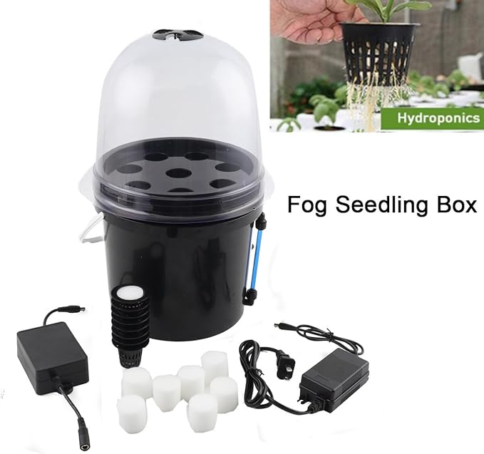 Hydroponics Seedling Cloning System Kit Fog Seedling Box 8 Holes 5L Soilless Hydroponic Equipment Seedling Cultivation, Aeroponic Propagation Kit Hydroponics Planting Growing Kit