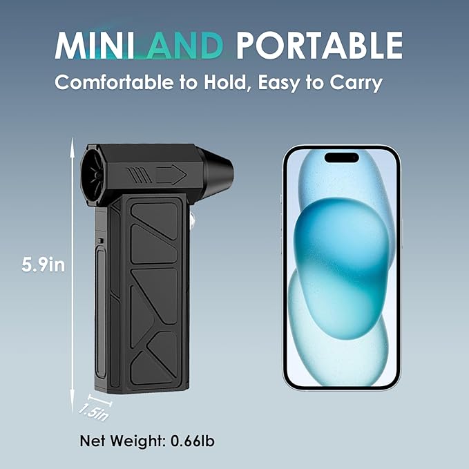 Cordless Electric Air Duster - 130000RPM High-Speed Rechargeable Blower, 4-Speed Adjustable Air Broom for Keyboard Cleaning, Home & Outdoor Dust/Rain/Snow Removal