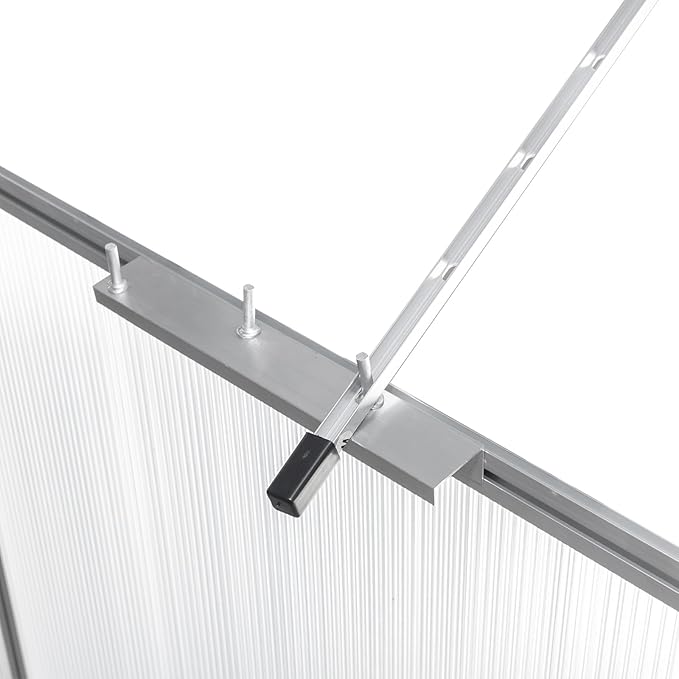 VINGLI 8x6 FT Greenhouse for Outdoors, Aluminum Large Polycarbonate Greenhouse with 5 Roof Vents for Outside Garden Backyard, Easy Setup, Silver