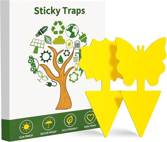 Fruit Fly Traps, 100 Pack Yellow Sticky Traps, Fungus Gnat Traps, Plant Fly Stickers for Indoor and Outdoor Use Protect The Plant