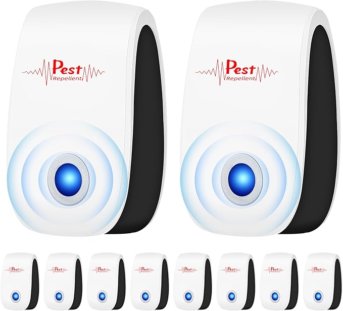 10 Packs 2025 Ultrasonic Pest & Insect Repeller Indoor, Rodent Mouse Repellent Ultrasonic Plug in, Repellent Control for Rodent, Mouse, Mice, Rat, Roach, Bugs, Mosquito, Spider, Ant