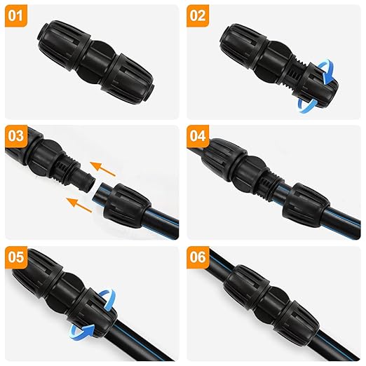 21 Pieces1/2 Inch Drip Irrigation Fittings Kit, 1/2'' Drip Line Barbed Locked Connectors for 1/2 Inch Irrigation Tubing (1/2" ID x 0.640" OD) Coupling Tee Elbow Plug Valve Faucet Adapter