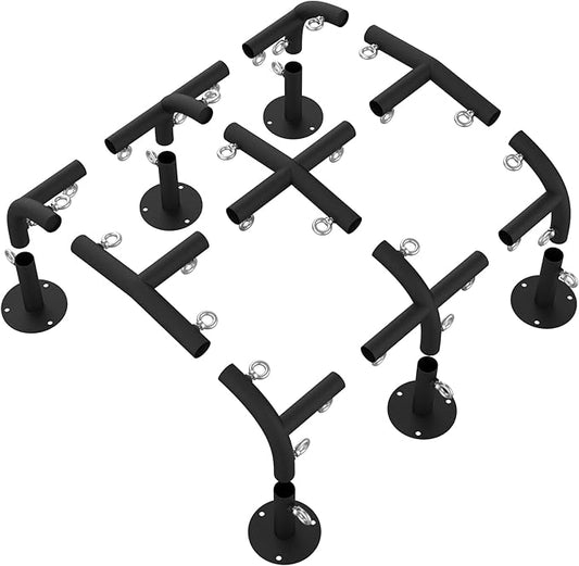1 3/8'' Canopy Fittings for 6 Leg Carport Frame Parts, Black Canopy Pipe Fittings with Eye Bolts, Carport Frame Kit Low Peak Connectors with 156 Degree Angle(15Pcs)