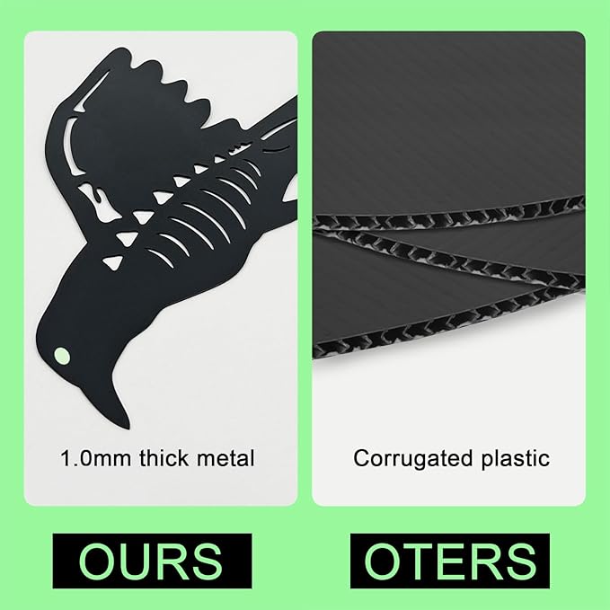 Halloween Decorations Outdoor,Metal 4 Pack Black Crow Garden Stake - Spooky Glow in The Dark Raven Silhouette Crows Halloween Decorations