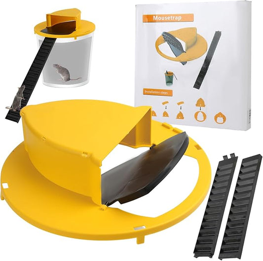 1PC Mouse Bucket Trap Mice Flip Lid Indoor Outdoor,Humane,Auto Reset 5 Gallon Bucket Compatible