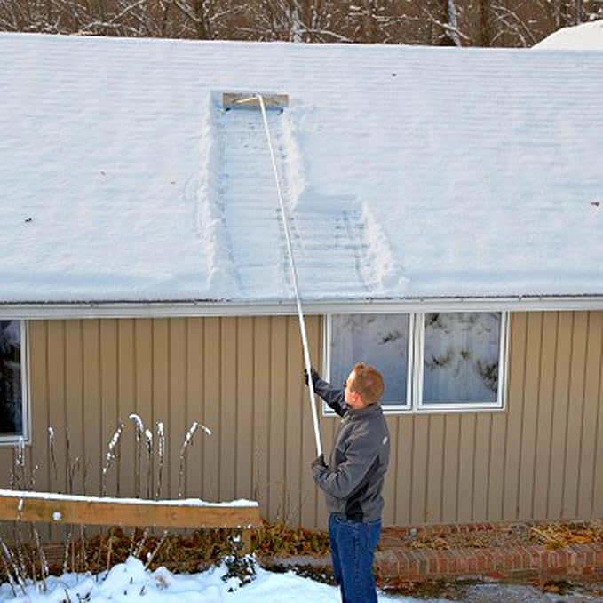 20 Feet Snow Roof Rake, 25 Inch Aluminum Blade and Handle, Snow Rake Telescoping Snow Removal Tool