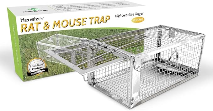 Kensizer Animal Humane Live Cage Trap That Work for Rat Mouse Chipmunk Mice Voles Hamsters and Other Small Rodents, Trampa para Ratones, Catch and Release 1Pack Medium 12" L x 6.5" W x 5" H