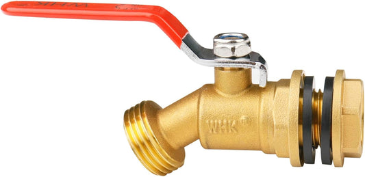 WHK Rain Barrel Spigot Kit-Water Bucket Spigot Faucets-Water Spicket Water Spout Spigot for 5/55 Gallon Bucket for Rain Barrel Water Container WaterTank,1/4 Turn with Long Handle(Brass)