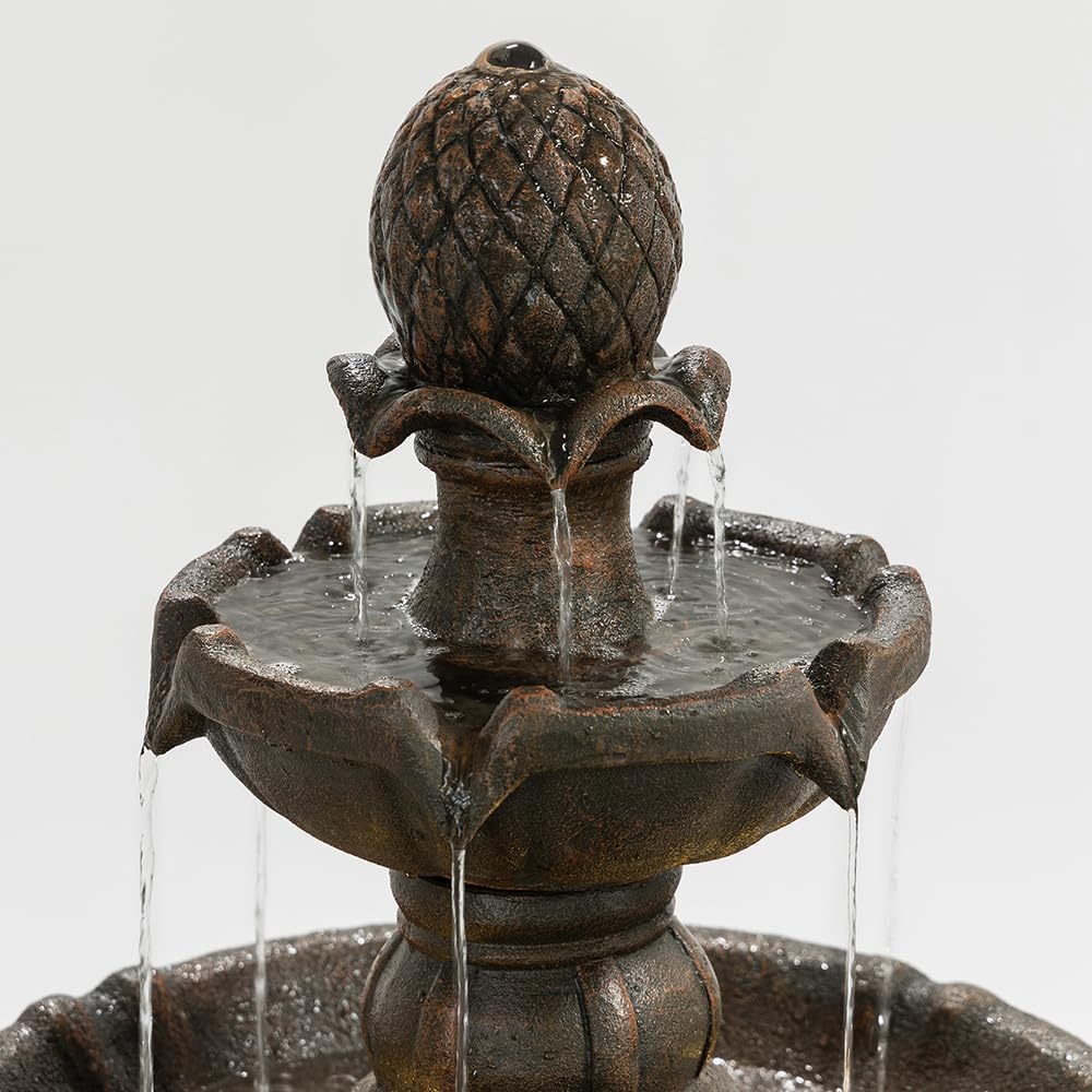 Outdoor Water Fountain –42.2 in. Tall Large Floor-Standing Bird Bath for Outside,3 Tier Elegant Waterfall Feature for Garden, Yard, Patio, Home Decor (Bronze Color)