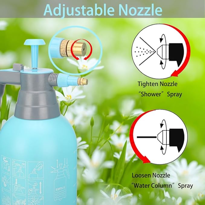 3L Garden Sprayer, Handheld Pump Weed Sprayer 0.8Gallon Hand Pressure Sprayer (3L-2PCS-Blue)