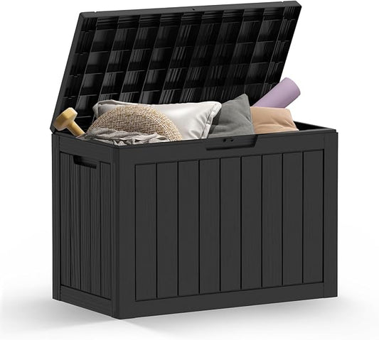 Mars Villa Deck Box, 45 Gallon Resin Indoor and Outdoor Storage Box Waterproof for Patio Furniture Cushions, Pool Supplies, Gardening Tools, Weatherproof and UV Resistant