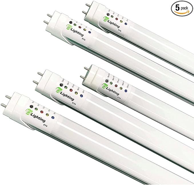 4ft T8 LED Bulbs, LED Fluorescent Tube Replacement 4ft, T8 LED with Emergency Battery, 5000K, 18W, 120-277V, Ideal for Office and Warehouse-5 Pack