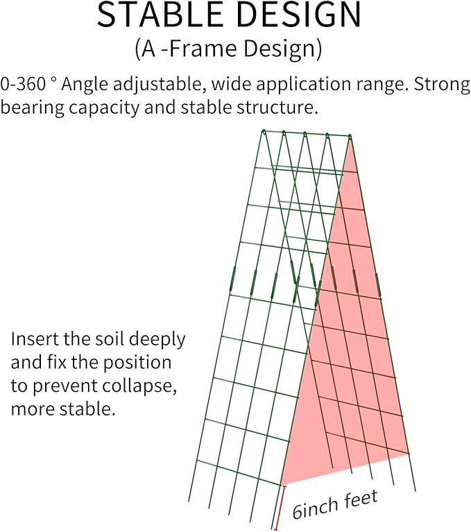 Cucumber Trellis 2 Pack, 59" H Foldable A-Frame Garden Trellis for Raised Bed Garden Grow Support with Plant Support Clips, Twist Ties for Cucumber,Tomato, Climbing Plants and Flowers