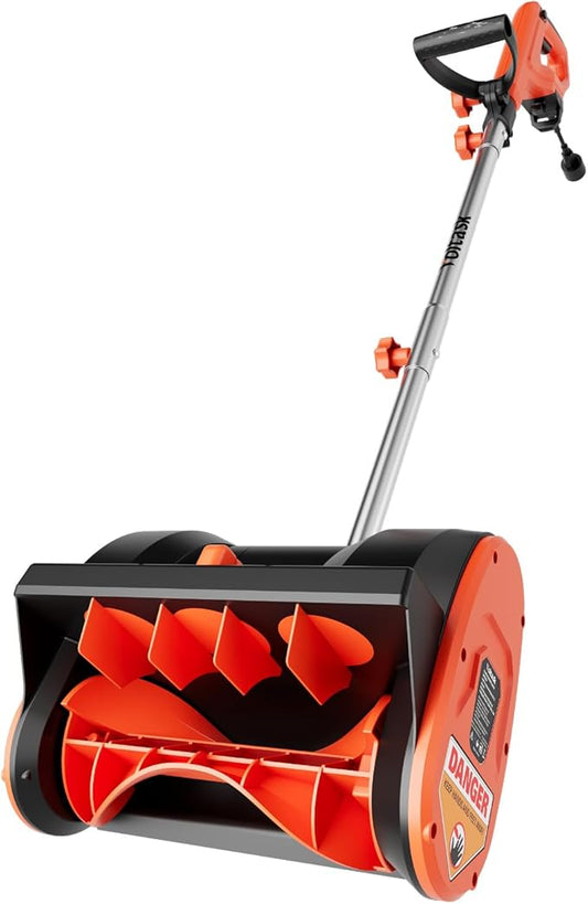 VOLTASK 12-Inch Corded Snow Blower, 10 Amp Electric Snow Blower with Directional Plate