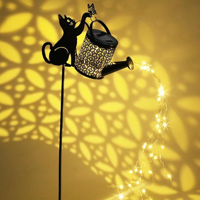 Black Cat Gifts - Solar Cat Garden Statue,Black Metal Garden Decor,Yard Decor Stakes with Lantern, Gifts for Women Mom and Grandma or for Cat Lovers