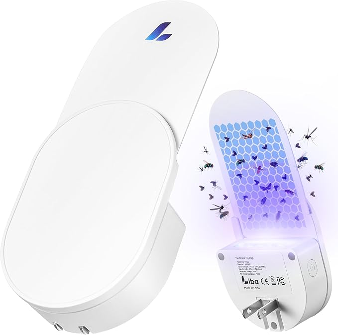 LiBa Fly Trap Indoor for Home, Plug-in Flying Insect Trap for Flies, Fruit Flies, Moths, Gnats, Mosquito Killer Insect Catcher Fly Tapper with 3 Refill Glue Cards for Home Office