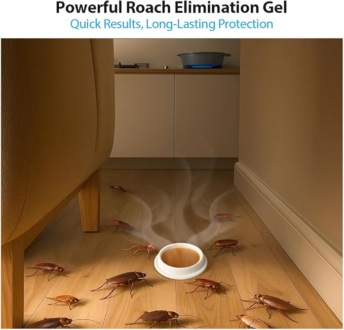 32 Pack Roach Killer Indoor Infestation Roaches Gel Bait Stations, Powerful Cockroach Killer Indoor Home for Roach Infestation, Long-Lasting & Effective Cockroach Gel Bait, Easy to Use & No Mess