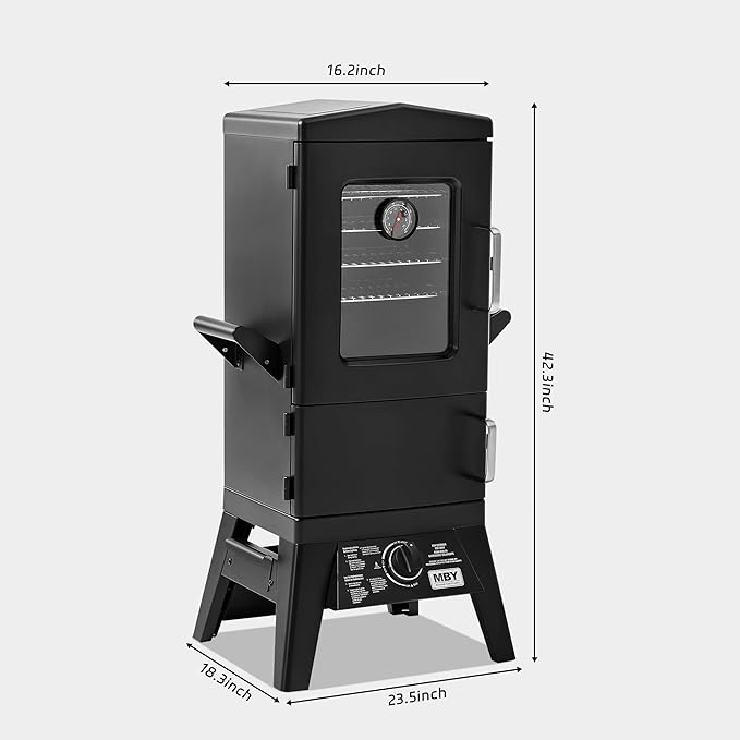 Large Vertical Propane Smoker Grill – 4-Rack Outdoor Gas BBQ Smoker with Temperature Control, Heavy Duty Design & Weather-Resistant Cover for Meat, Fish, Ribs