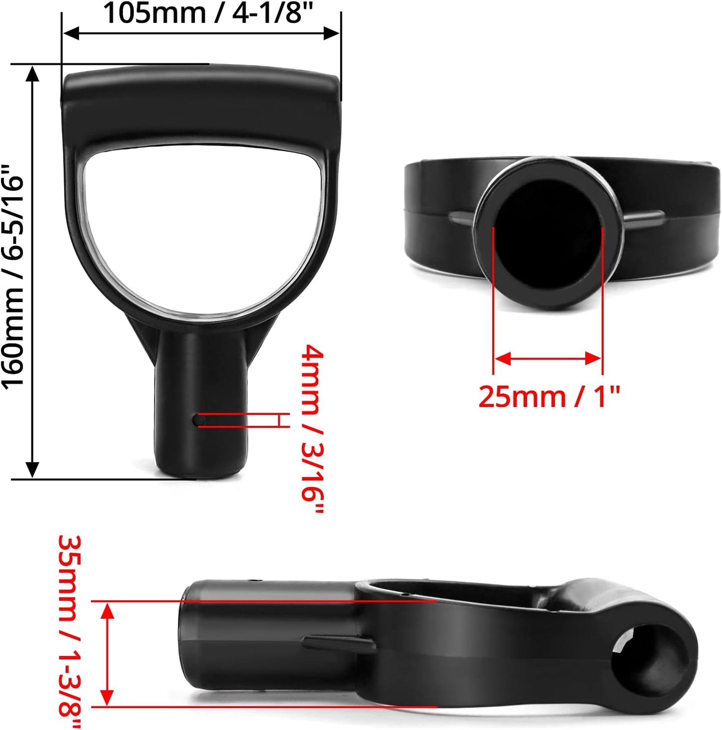 QWORK Plastic Spade Shovel with D-Grip Handle, 1" Polypropylene Shovel Handle for Digging & Raking