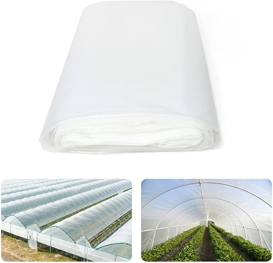 Fencer Wire 6 mil Clear Greenhouse Plastic Sheeting UV Resistant Polyethylene Greenhouse Film, Hoop House Cover for Horticulture, Gardening, Farming and Agriculture 90% Light Transmittance, 32’ x 50’