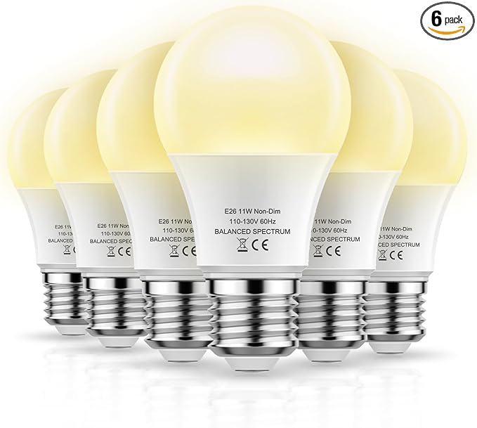 Grow Light Bulbs, WEEGrow LED Grow Light Bulb A19 Bulb, Full Spectrum Grow Light Bulb, Plant Light Bulb E26 Base, 11W Grow Bulb 100W Equivalent, Grow Light for Indoor Plant, Seed Starting, Veg, 6 Pack