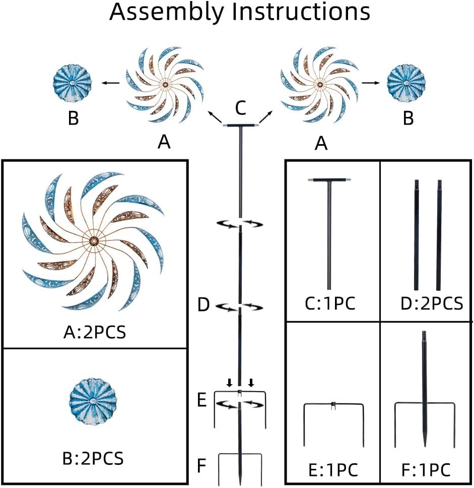 Stargarden Large Wind Spinners Outdoor, 23 Inch Kinetic Wind Spinner, Hollow-Out Metal Wind Sculptures & Spinners, Double-Side Windmill for Patio, Lawn, Garden Decor