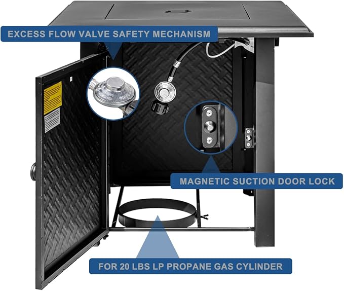 28 Inch Propane Fire Pit Table, 50,000 BTU Steel Gas Fire Pits for Outside,Outdoor Gas Firepit with Lid and Lava Rocks,CSA Certified Propane Firepit for Paito Garden Backyard,Add Warmth to Gatherings