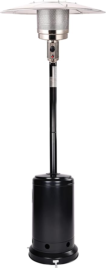 48,000 BTU Outdoor Propane Patio Heater with Wheels, Commercial & Residential, Black