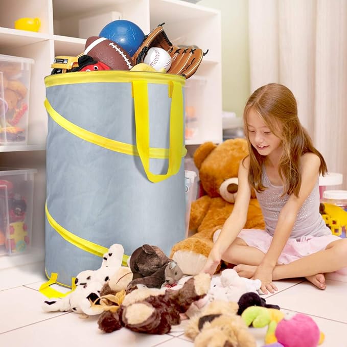 30 Gallon Collapsible Trash Can 3 Pack, Garden Bag Pop Up Camping Trash can, Reusable Leaf Bag Holder, Yard Waste Bag